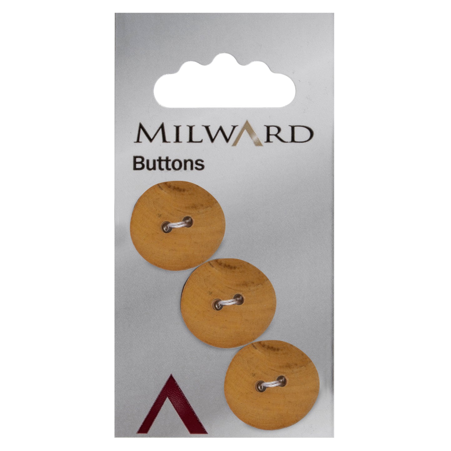 Buttons 18mm: Pack of 3 Carded Poplar Wood Code E