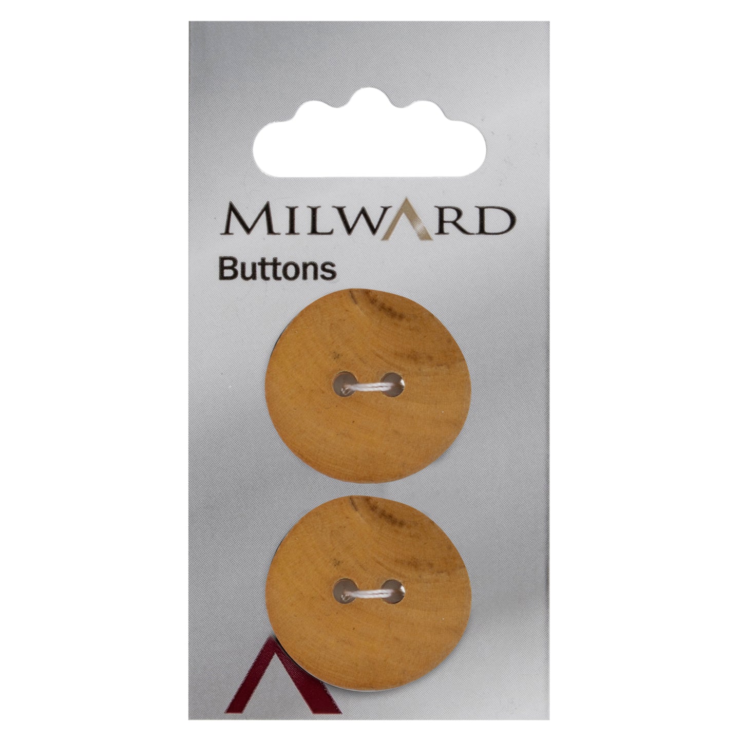 Buttons 25mm Poplar Wood Carded: Pack of 2: Code E