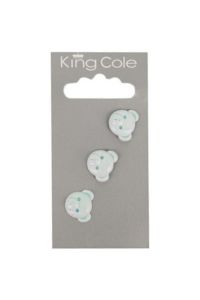 Teddy Bear Shaped Buttons (79) - Blue (Medium)
