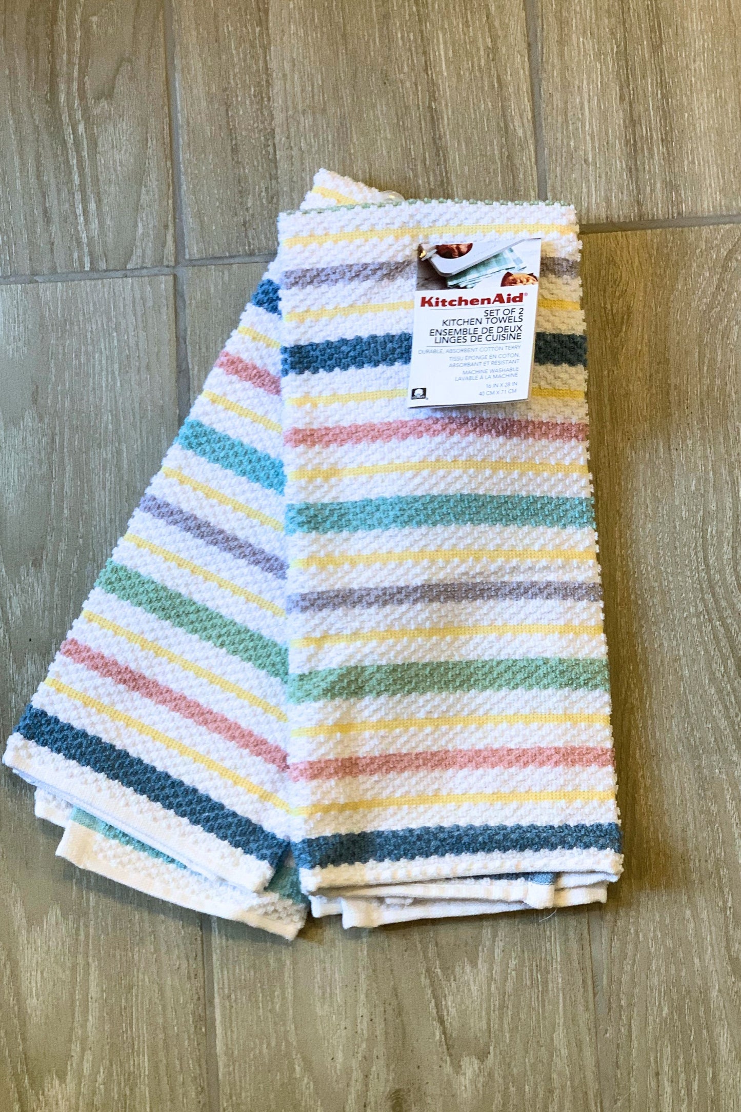 New KitchenAid Tea-Towels x2 Rainbow Bands