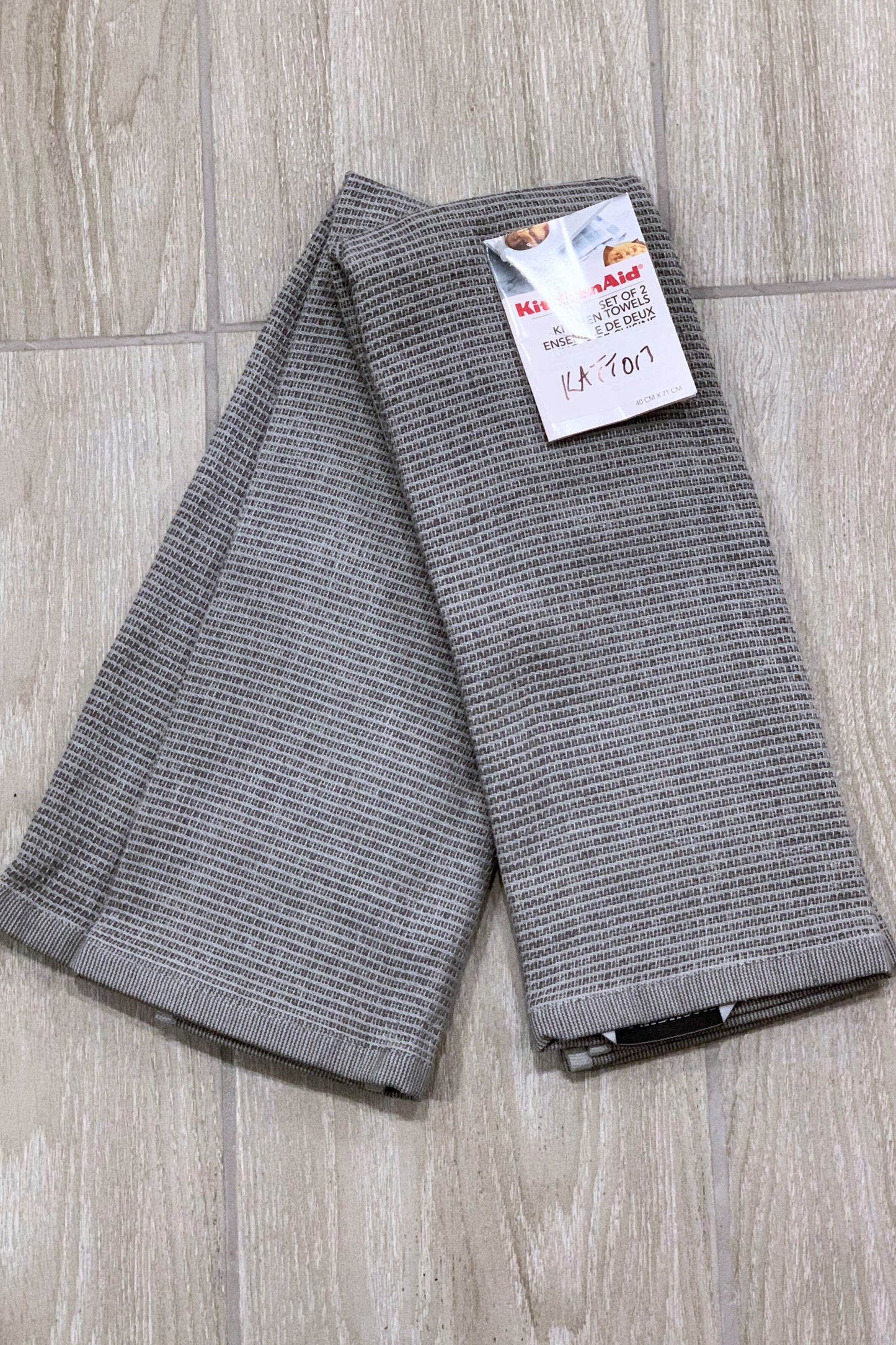 New KitchenAid Tea-Towels x2 Solid Mid Grey