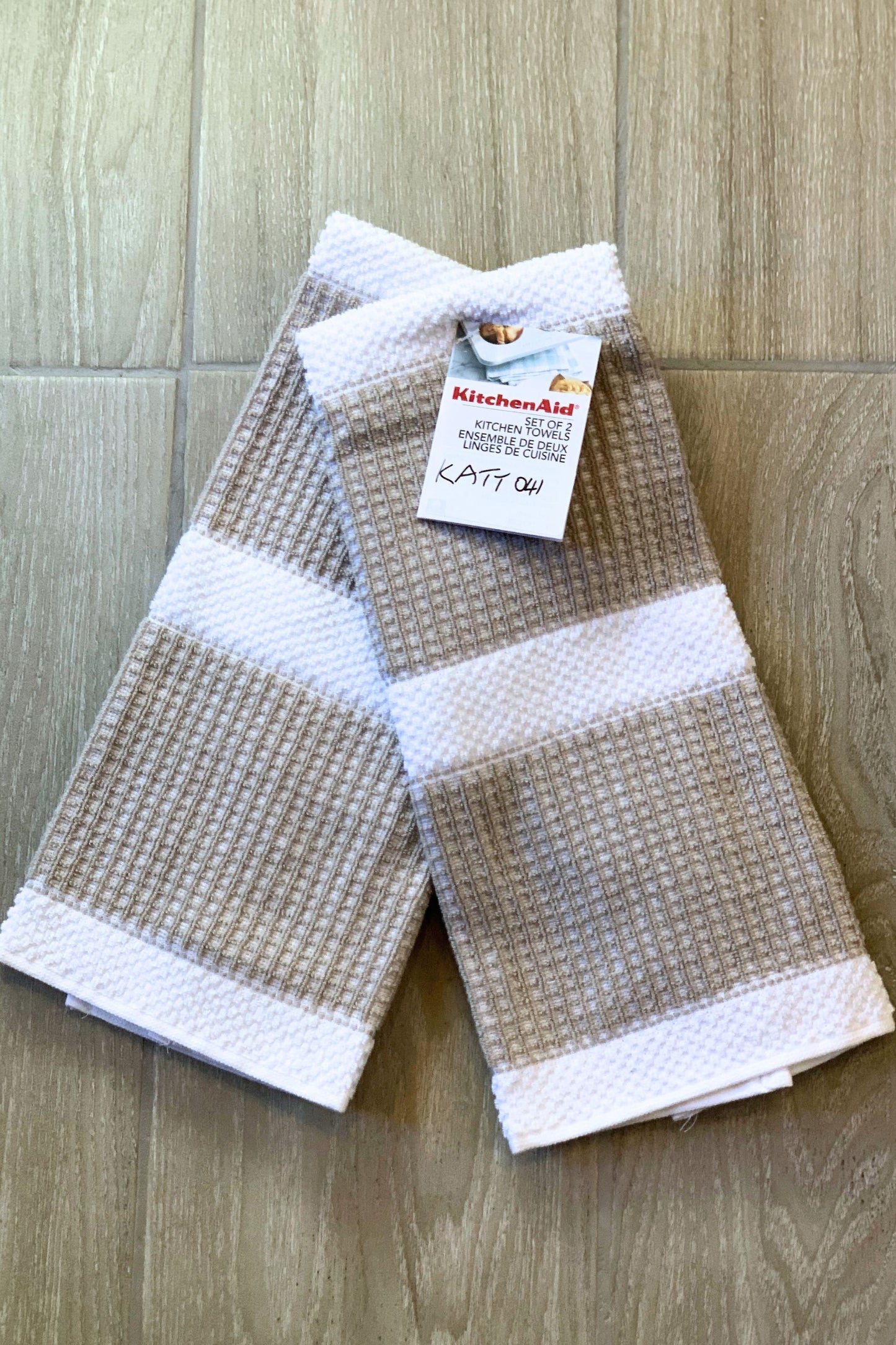New KitchenAid Tea-Towels x2 Beige Waffle