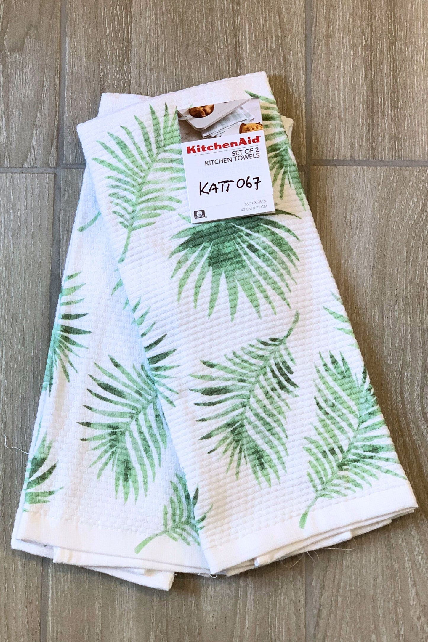New KitchenAid Tea-Towels x2 Green Ferns