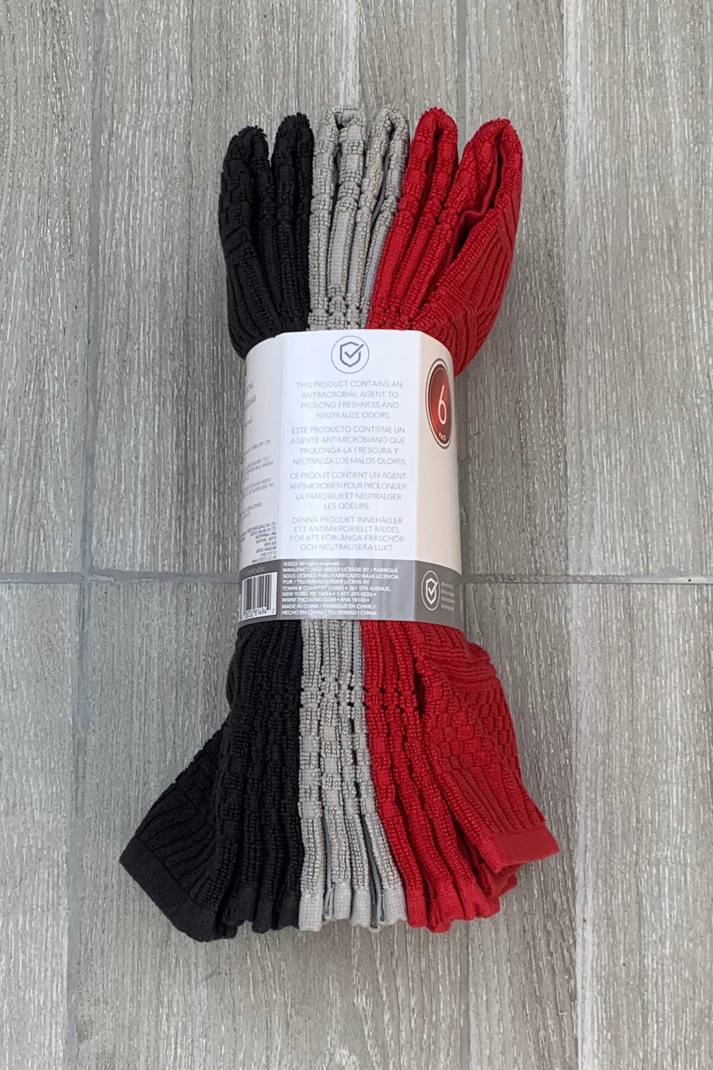 New for 2023 - KitchenAid Tea-Towels x 6 100% Cotton (Red, Black & Light Grey)
