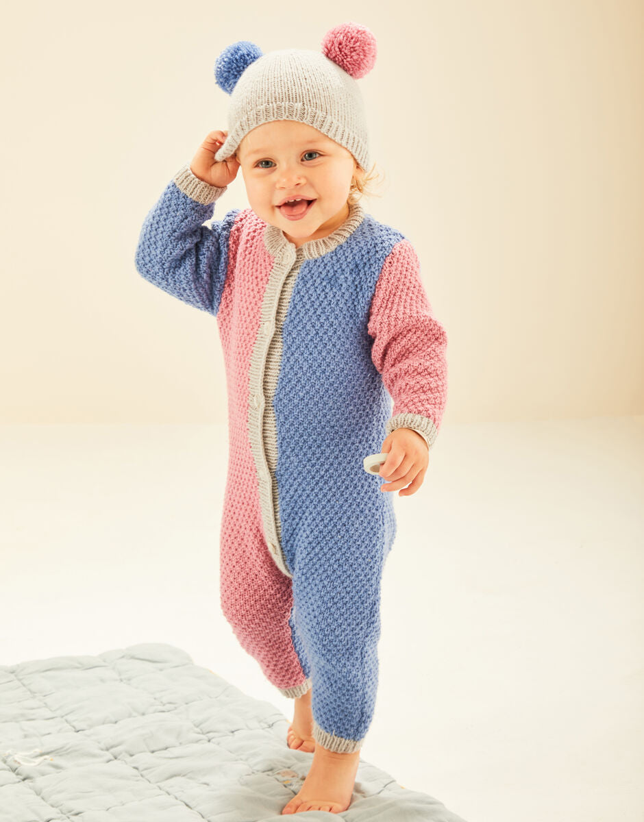 5490 Sirdar Snuggly DK Baby Onesie & Hat Knitting Pattern
