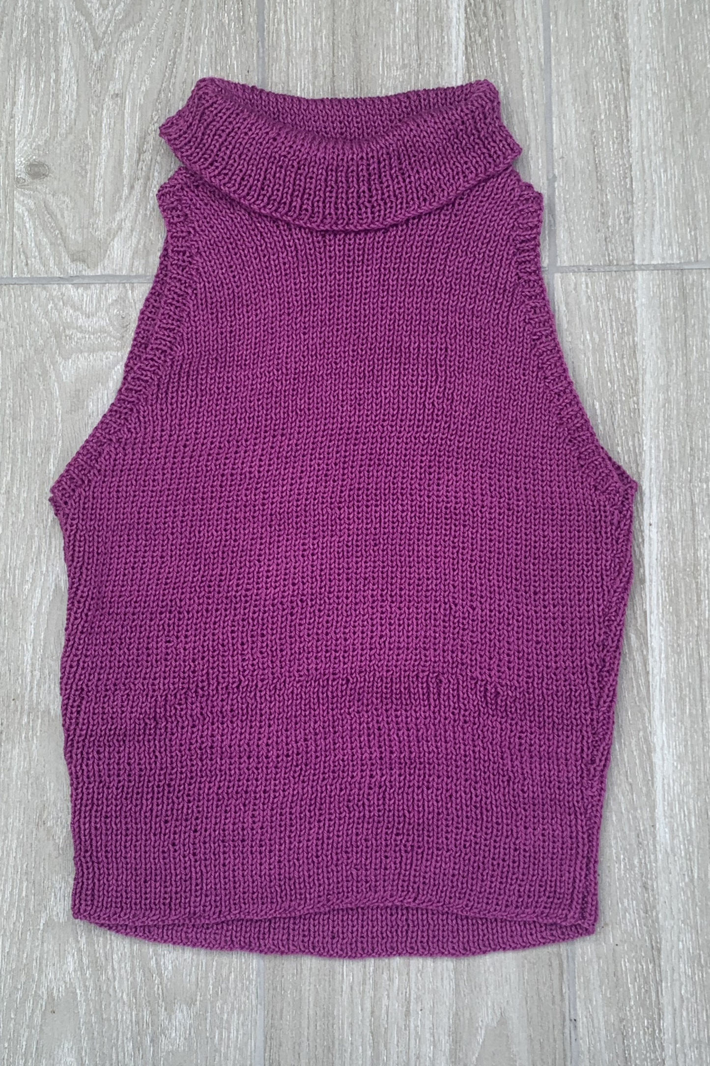 Ladies 60's Style Skinny Rib Sleeveless Sweater - Light Purple (UK 12 /32")