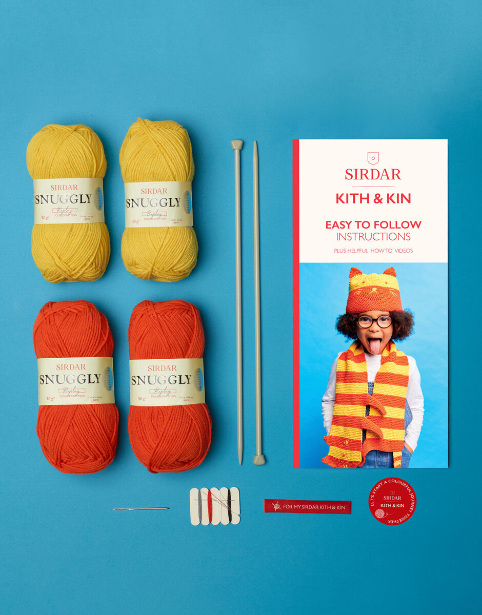Stripey Cat Scarf & Hat Knitting Kit