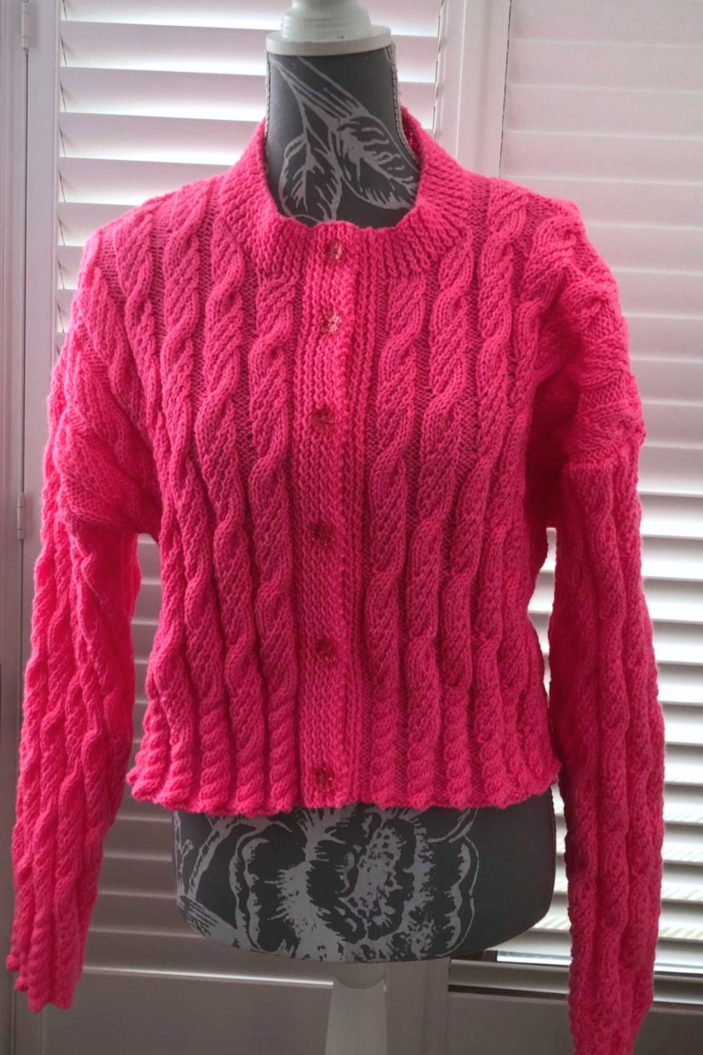 Ladies Short Length Cable Cardigan - Bubblegum Pink (UK 16)