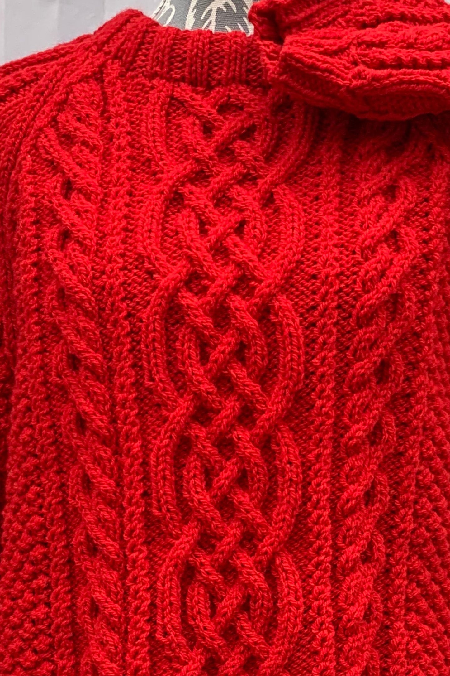 Aran Sweater - Cherry Red (38" - 44")