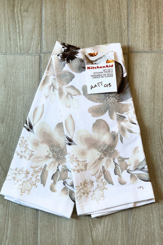 New KitchenAid Tea-Towels x2 Flowers
