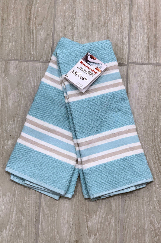 New KitchenAid Tea-Towels x2 Blue Grey