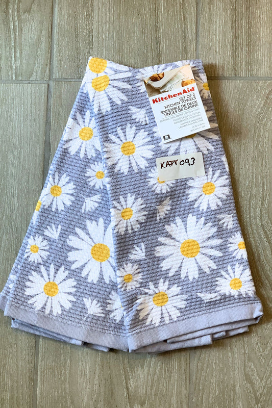 New KitchenAid Tea-Towels x2 Daisy Flowers