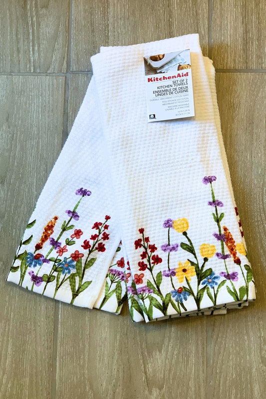 New KitchenAid Tea-Towels x2 Flowers