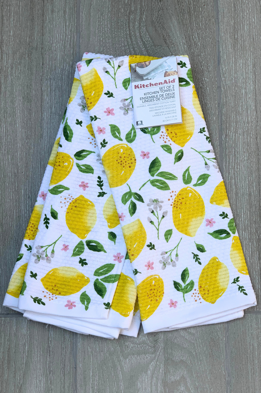 New KitchenAid Tea-Towels x2 Big Lemon Fruit