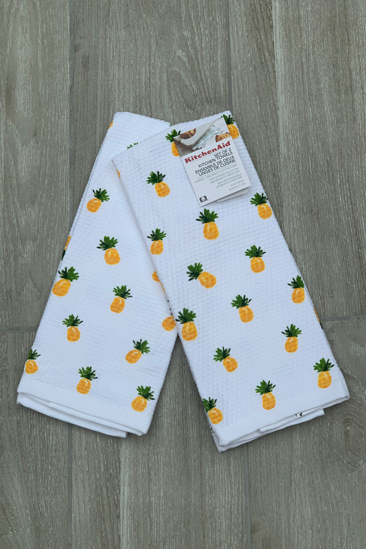 New KitchenAid Tea-Towels x2 Pineapple Fruit