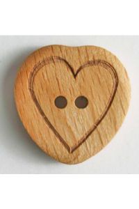 Wooden Engraved Heart 2 Hole 23mm Brown 260891 x5