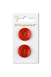 Elegant Round Shell Effect Button Red Glitter (426) 22mm 2 Hole x2
