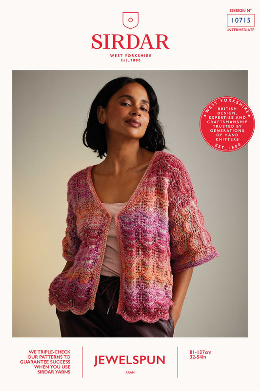 10715 Hot House Flowers Cardigan in Sirdar Jewelspun Aran