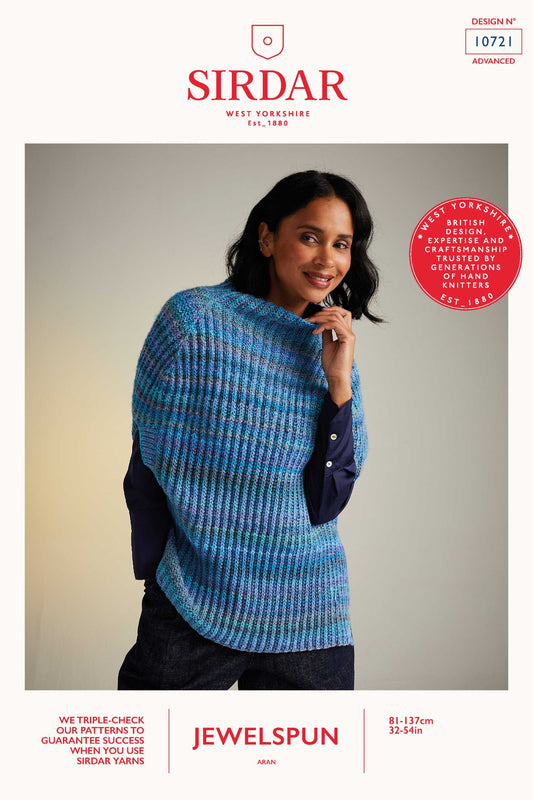 10721 Bellflower Poncho in Sirdar Jewelspun Aran