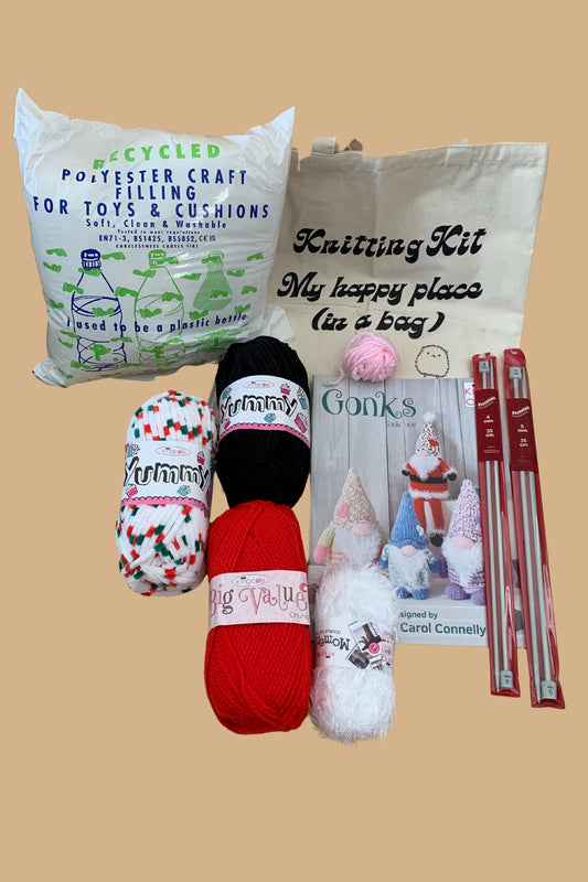 Knit Your Own Small Red Christmas Gonk – Complete DIY Kit