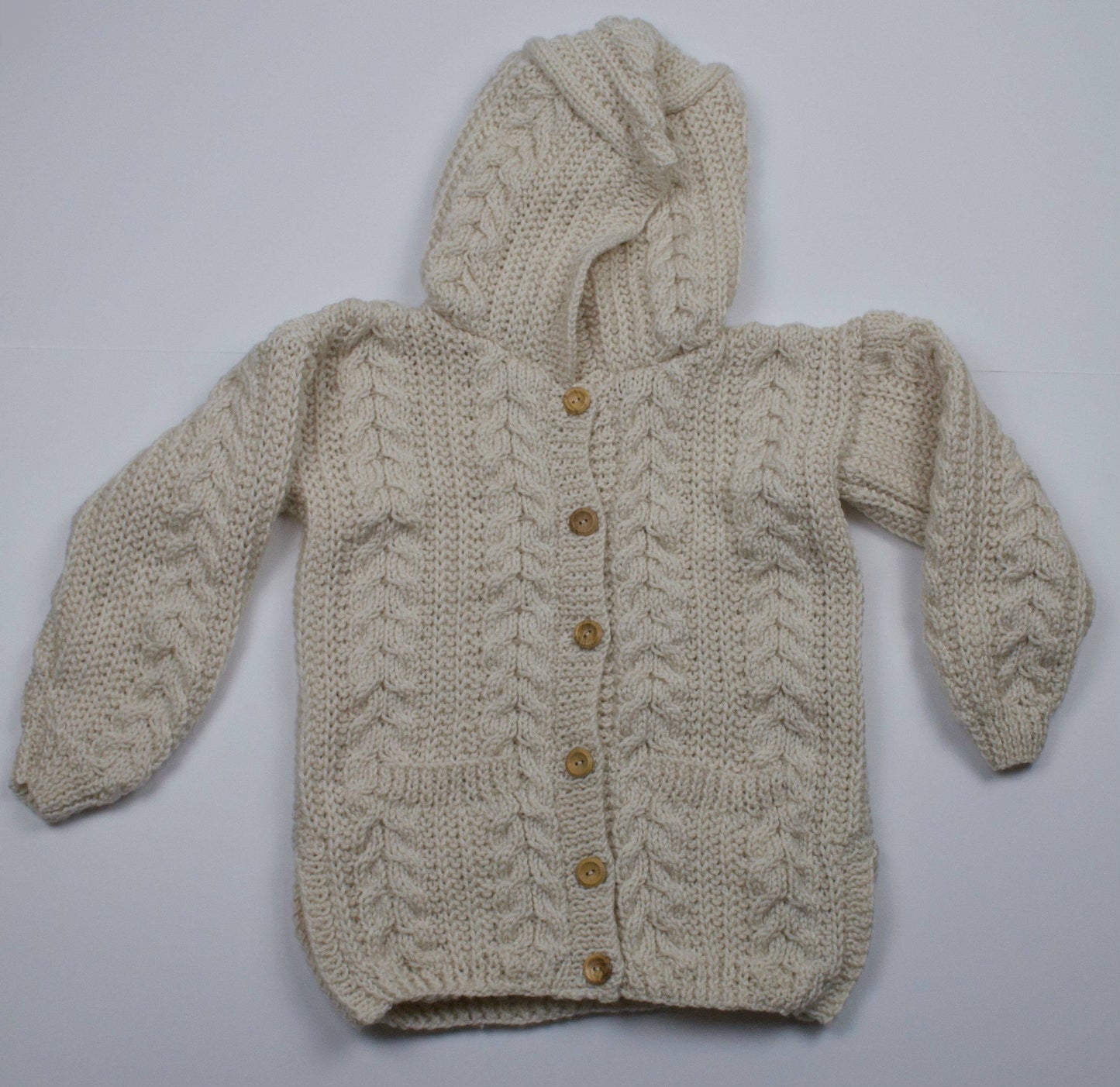 Girls Hooded Soft Aran Jacket (5-6 Years)