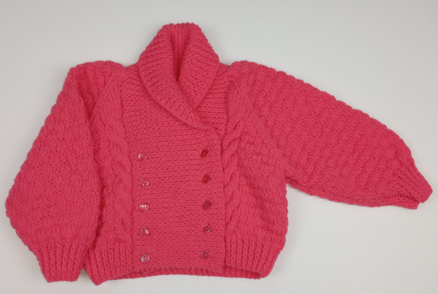 Childs Shawl Collar Cardigan - Lipstick Pink ( 1-2 Years )