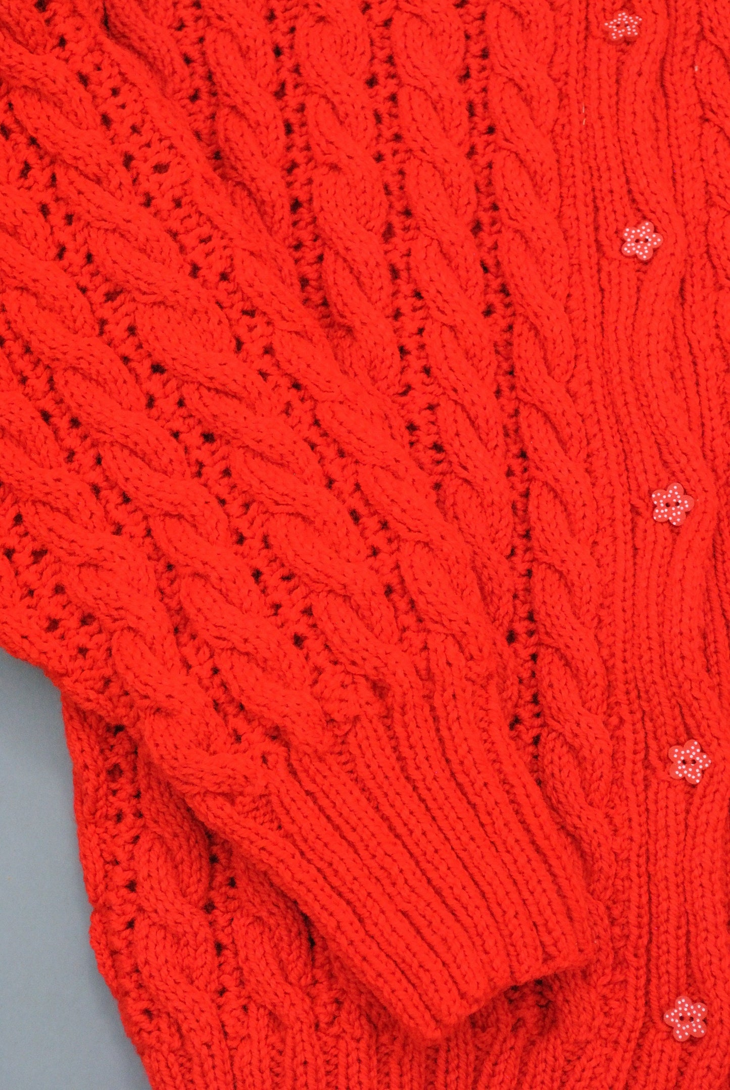 Ladies Lacy Cable Cardigan - Red (UK 12)