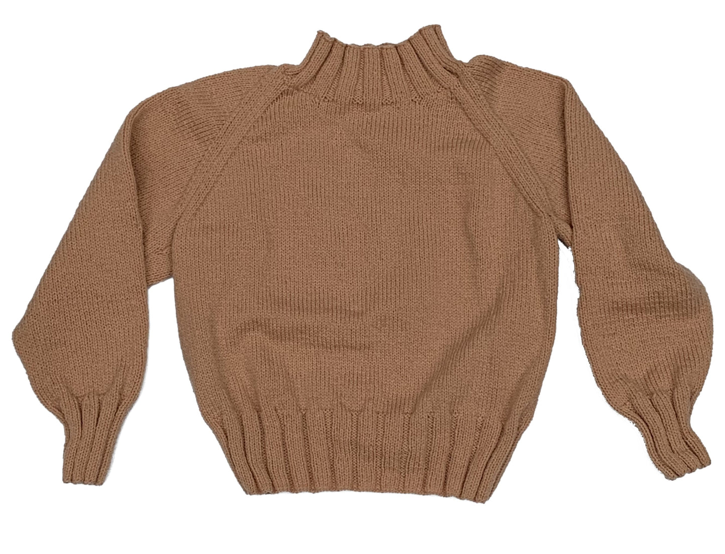 Ladies Round Neck Sweater, Wide Rib - Tea Rose