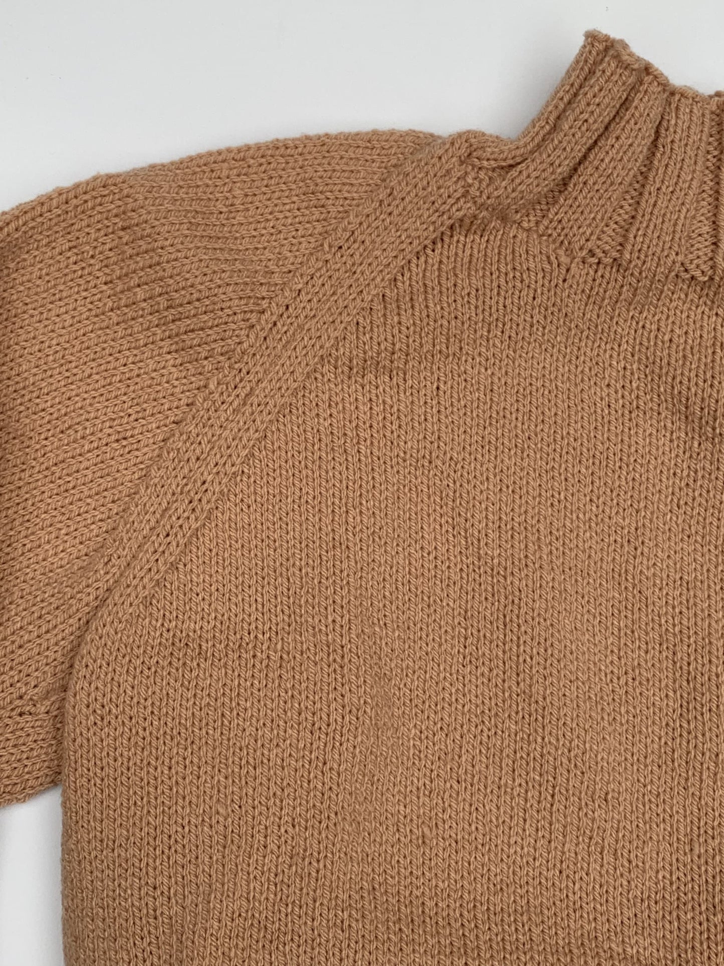 Ladies Round Neck Sweater, Wide Rib - Tea Rose