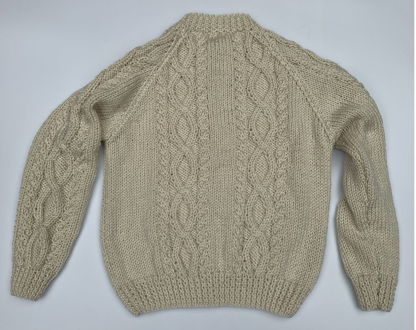 Child's Round Neck Cardigan - Soft Aran, Cream Colour (3-4 Years)