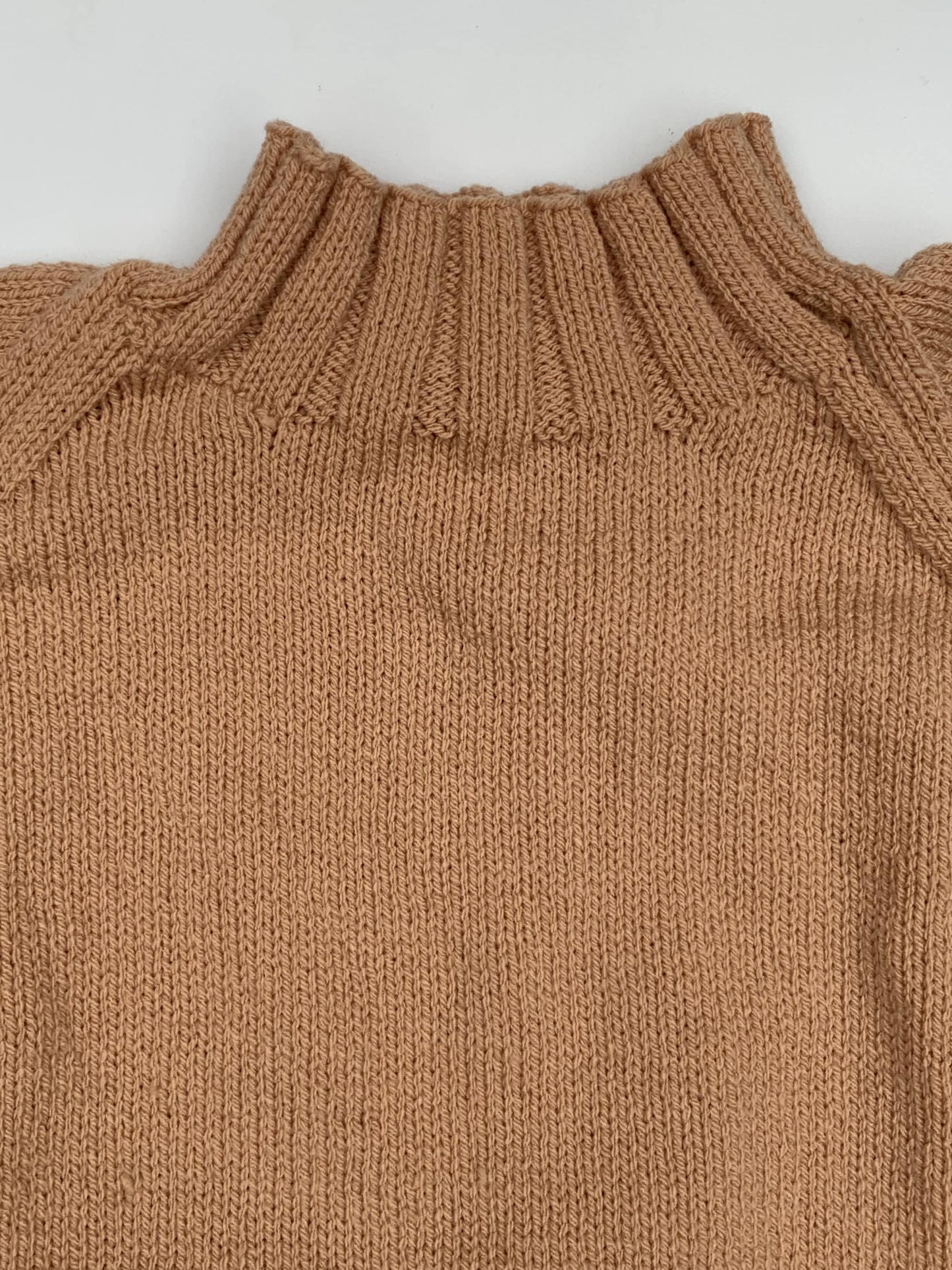 Ladies Round Neck Sweater, Wide Rib - Tea Rose