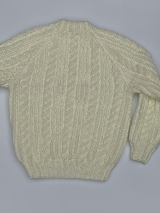 Boys Round Neck Aran Sweater Colour Cream 4-5 Years