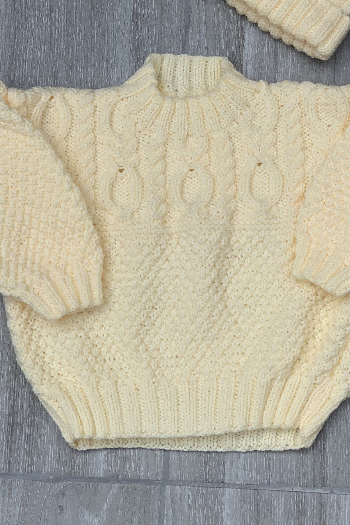 Child's Cable Yoke Sweater & Hat Set