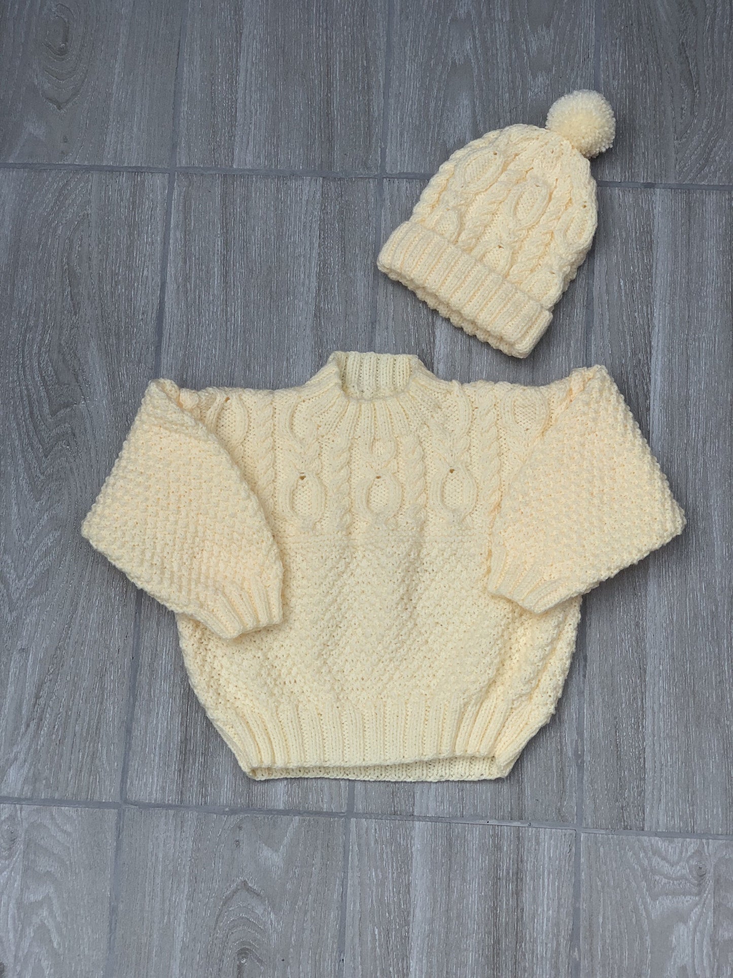 Child's Cable Yoke Sweater & Hat Set