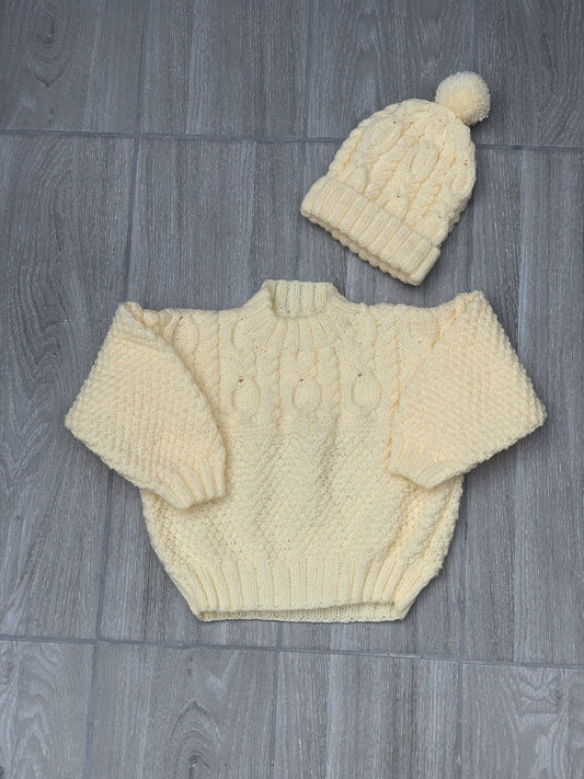 Child's Cable Yoke Sweater & Hat Set