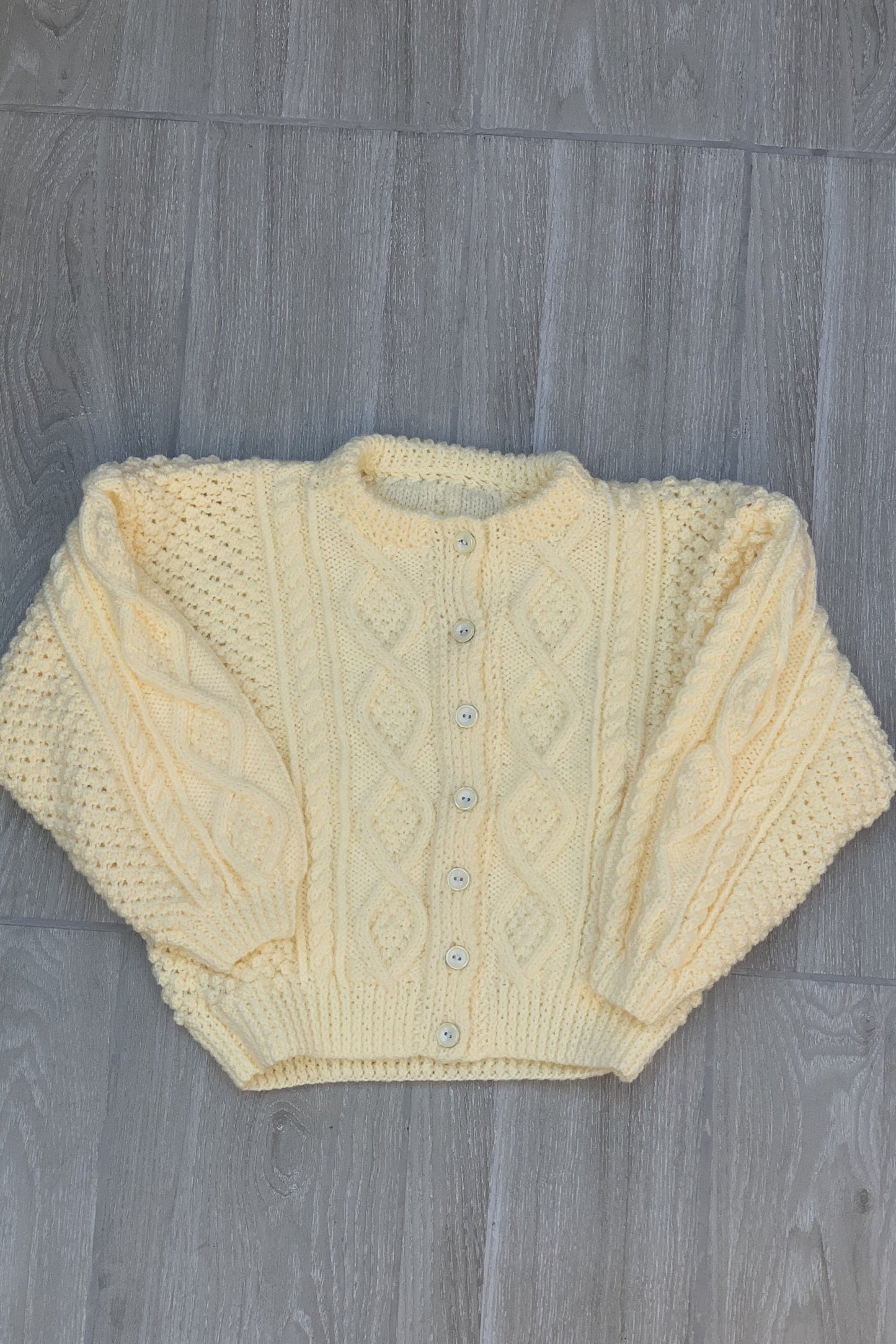 Girls Round Neck Cardigan - Aran (7 - 8 Years)