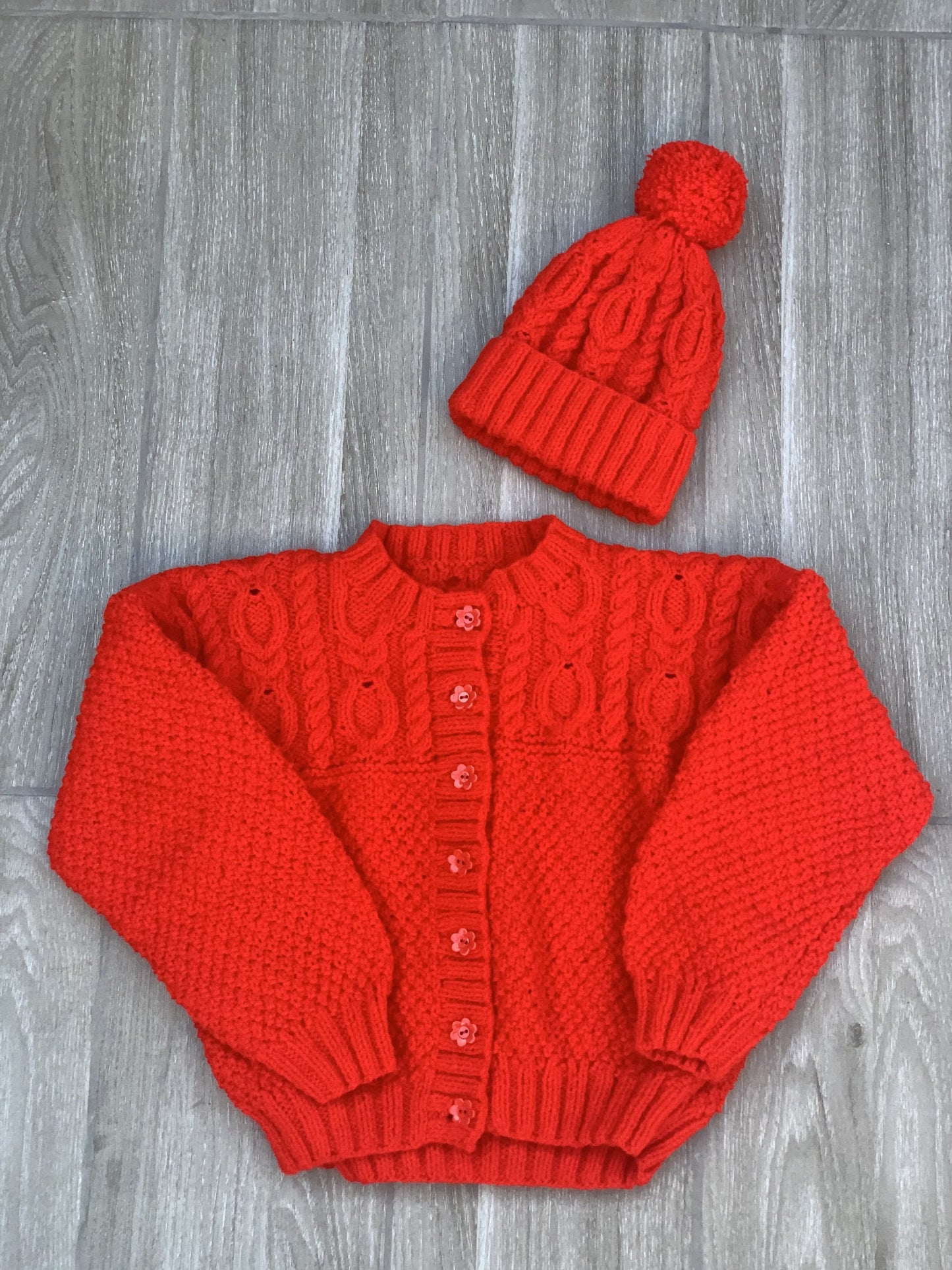 Girl's Cable Yoke Cardigan & Hat (5-7 Years)