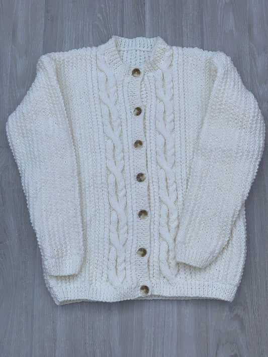 Ladies Round Neck Cardigan (Ivory) ( UK 16 )