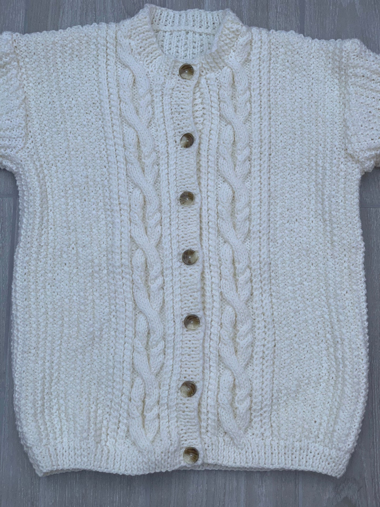 Ladies Round Neck Cardigan (Ivory) ( UK 16 )