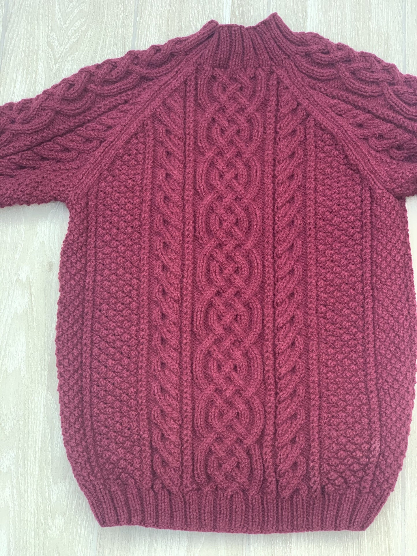 Unisex Aran Sweater with Stand-up Neckband (Chest 36")