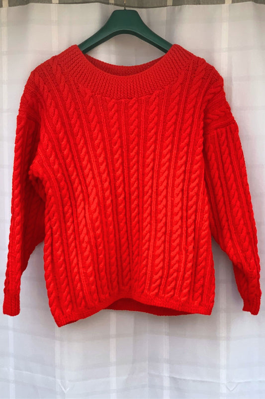 Handmade Ladies' cable Ribbed Sweater (UK 14)