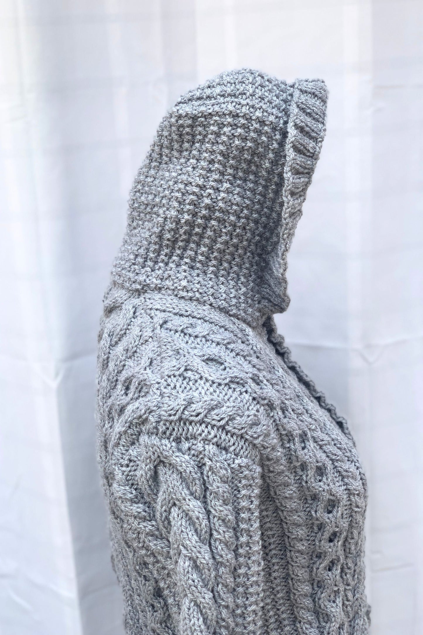 Child's Hooded Jacket - Celtic Grey Aran (Approx 7 Years)