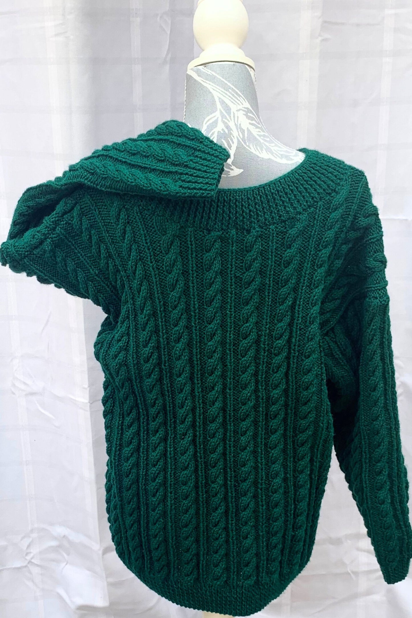 Ladies Cable Rib Sweater - Bottle Green,