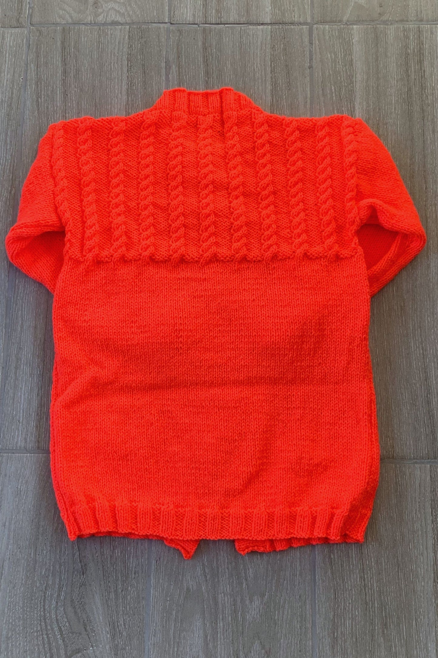 Girl's Longline Cardigan - Bright Orange (7-8 Years)