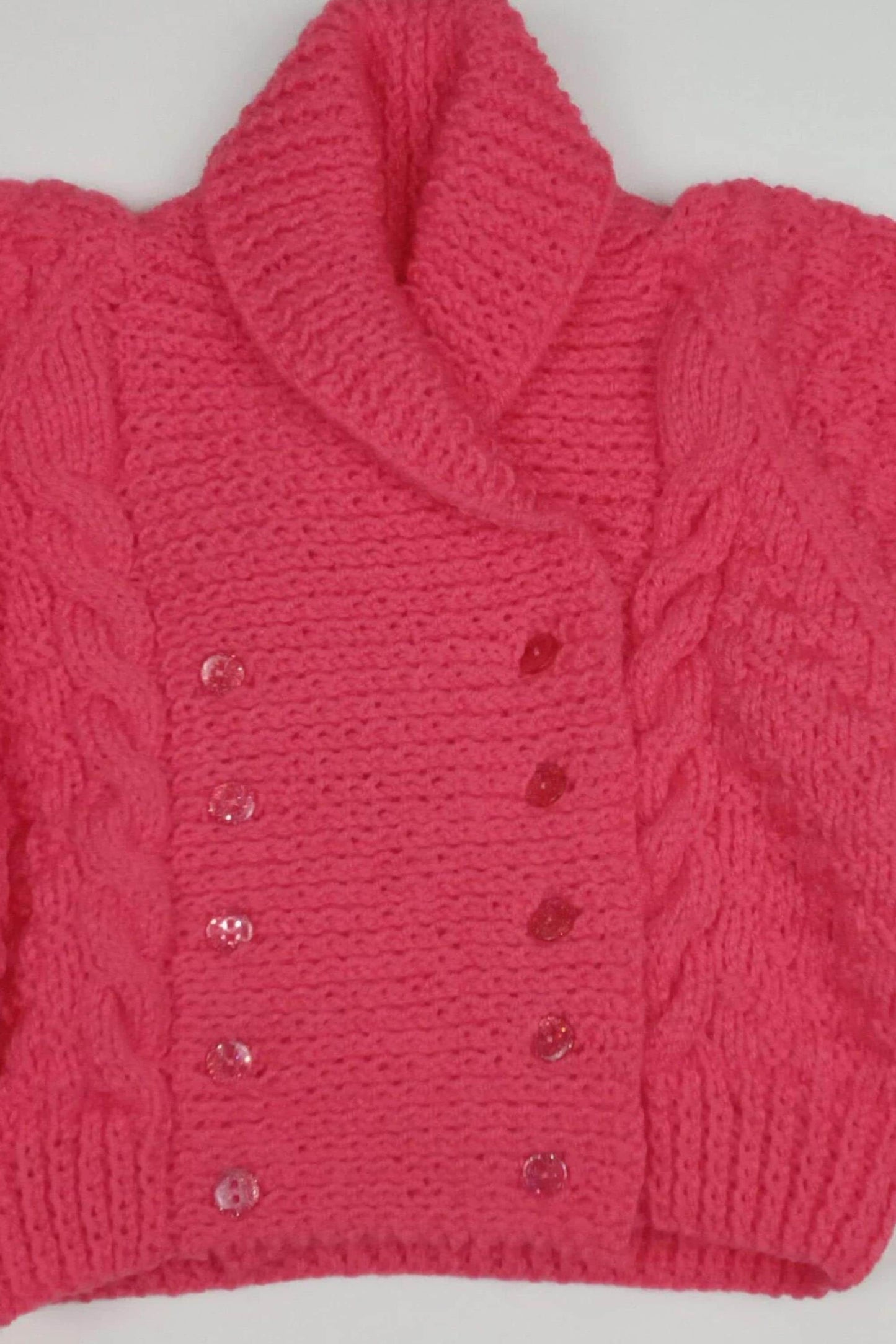 Childs Shawl Collar Cardigan - Lipstick Pink ( 1-2 Years )