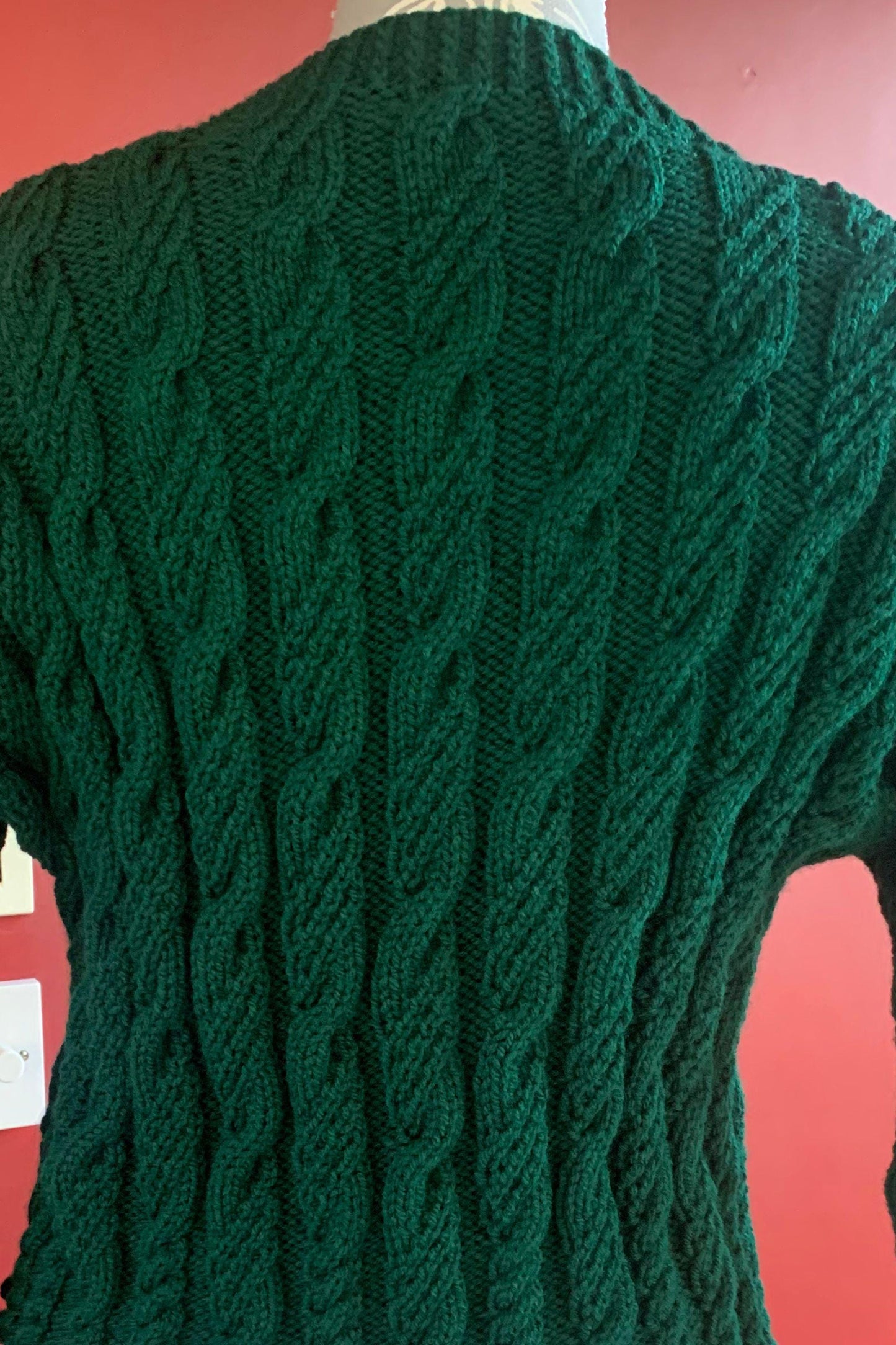 Ladies Short Length Cable Cardigan - Bottle Green (UK 12)