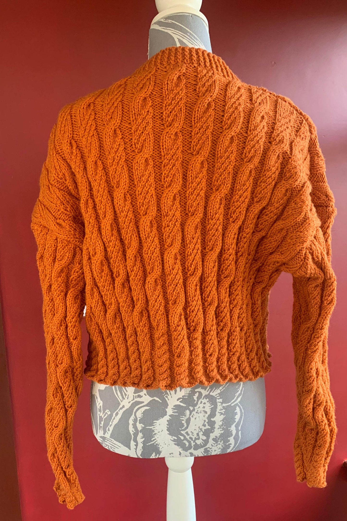 Ladies Short Length Cable Cardigan - Auburn (UK 16)