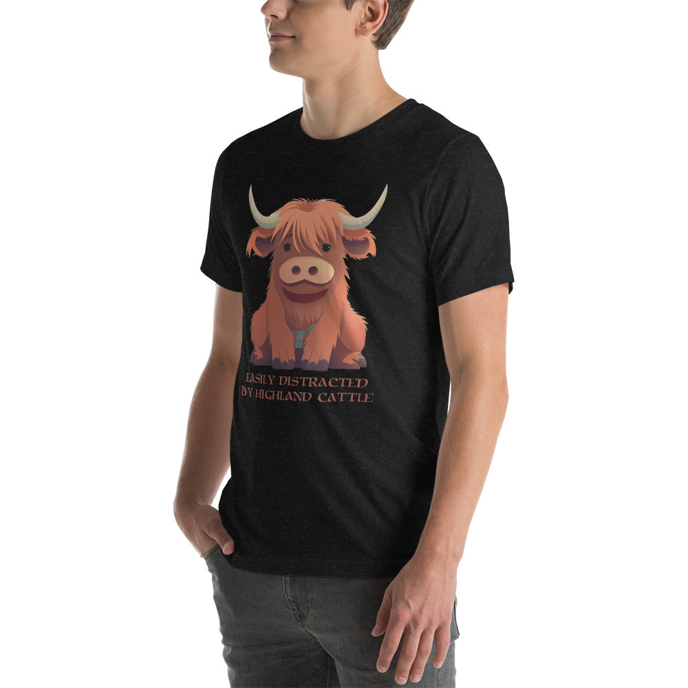 EASILY DISTRACTED BY HIGHLAND CATTLE | Unisex t-shirt