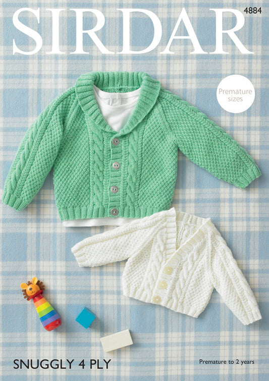 Baby Boy's Raglan Cardigans in Sirdar Snuggly 4 Ply 4884 Knitting Pattern Active