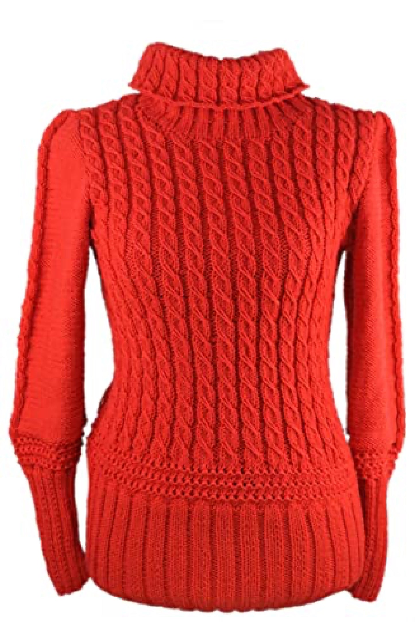 Ladies High Neck 100% Merino Wool Sweater (Scarlet Red)